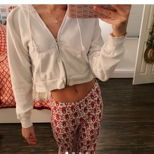 brandy melville white cropped hoodie